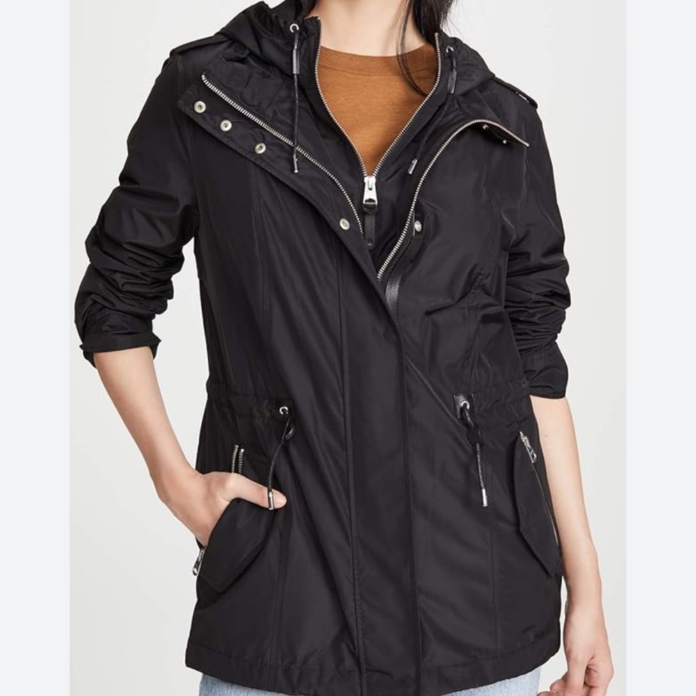 Mackage Women's Melita Hooded Water Repellent Jersey Lined Rain Jacket
